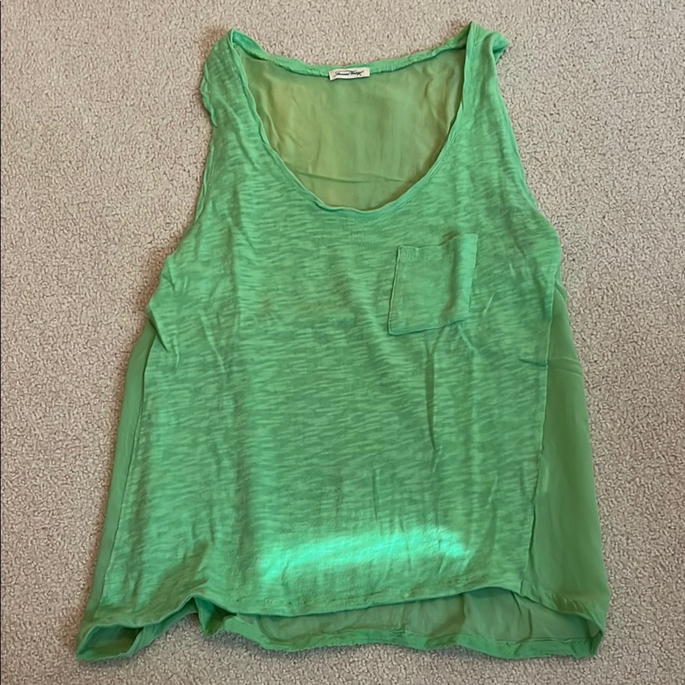 American Vintage Green Tank Top with Pocket
